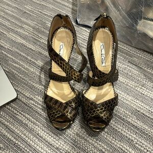 Oscar de la Renta Snakeskin heeled sandals